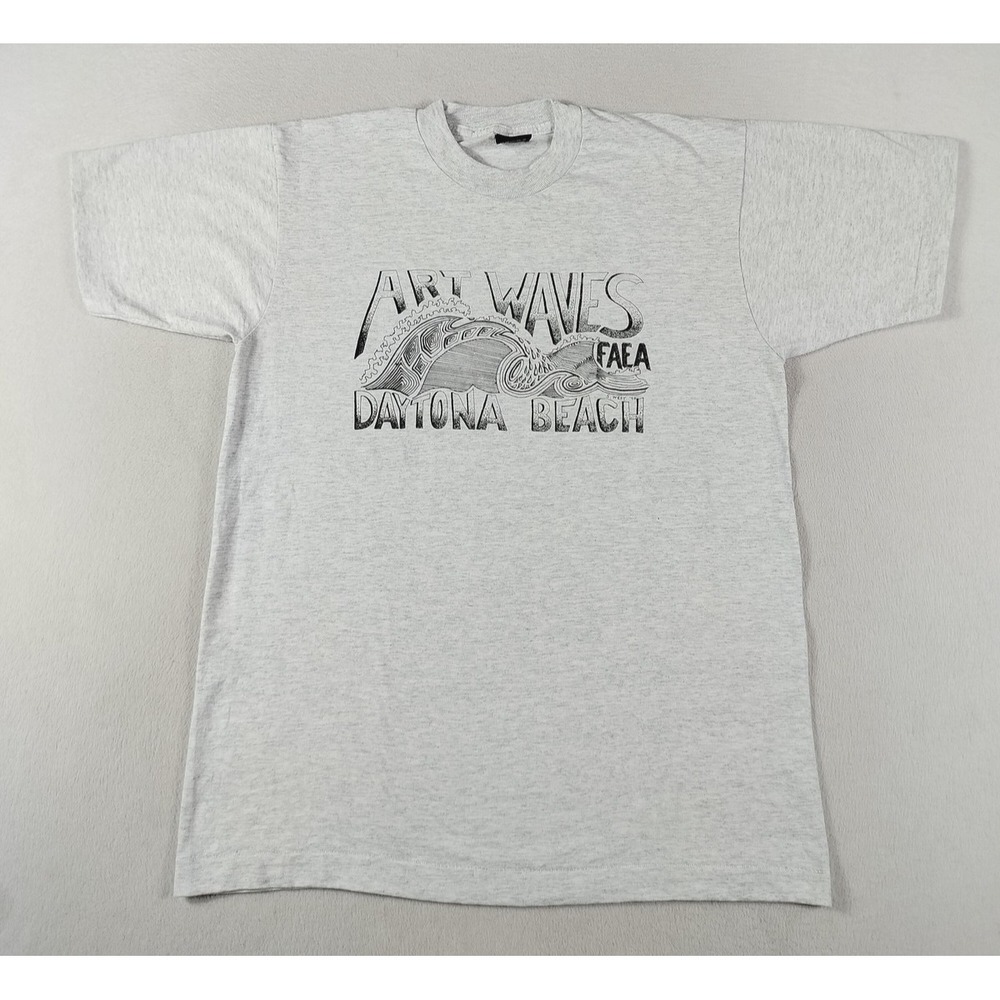Vintage Screen Stars Best Art Waves Shirt Mens Large Gray Daytona Beach 90s USA